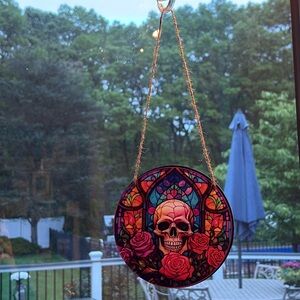 Stained Glass Skull Suncatcher